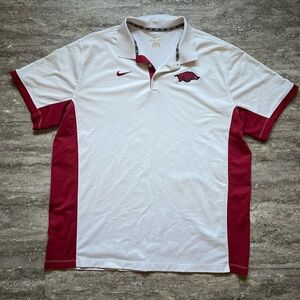 Nike Men's University of Arkansas Razorbacks White and Red Polo Shirt with Logo